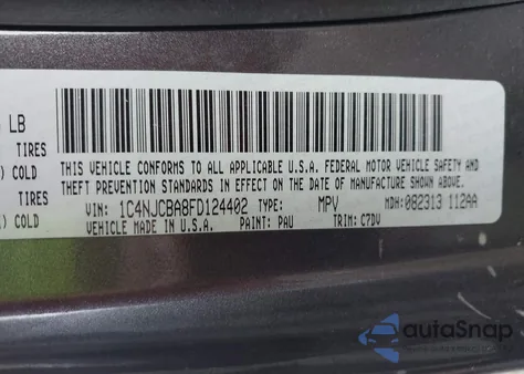 2015 Jeep Compass Sport из США, поврежденный, VIN 1C4NJCBA8FD124402